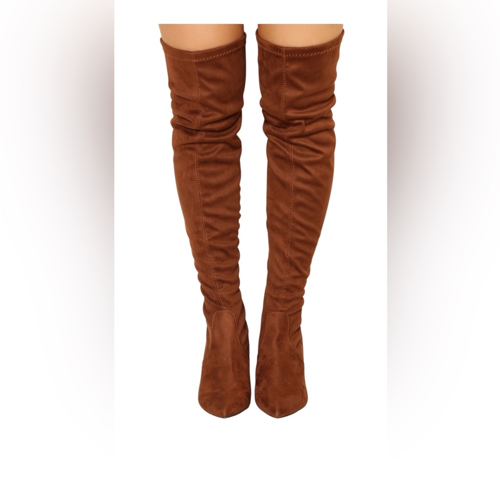 Elegant Tan Over the Knee  Suede Boots